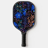 Blauwe en zwarte bloemen simpel pickleball paddle (Achterkant)