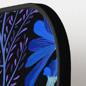 Blauwe en zwarte bloemen simpel pickleball paddle (Links Detail)