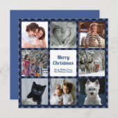 Blauwe en zwarte Buffalo Controle Acht aangepaste  Feestdagenkaart