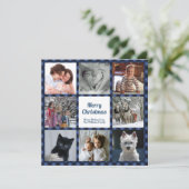 Blauwe en zwarte Buffalo Controle Acht aangepaste  Feestdagenkaart