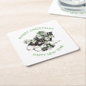 Blauwe en zwarte buffelbalkafdekking kartonnen onderzetters (Schuin)