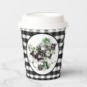 Blauwe en zwarte buffelbalkafdekking papieren bekers (Voorkant)