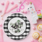 Blauwe en zwarte buffelbalkafdekking papieren bordje (Feest)