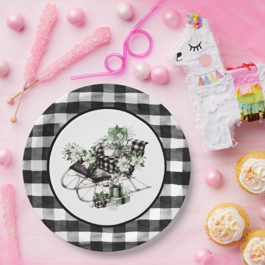 Blauwe en zwarte buffelbalkafdekking papieren bordje (Feest)