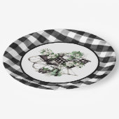 Blauwe en zwarte buffelbalkafdekking papieren bordje (Gekanteld)