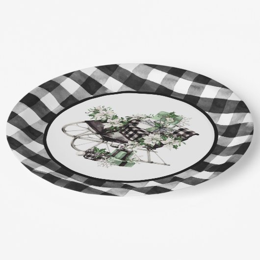 Blauwe en zwarte buffelbalkafdekking papieren bordje (Gekanteld)