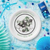 Blauwe en zwarte buffelbalkafdekking papieren bordje (Feest)