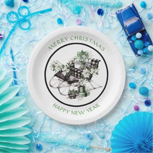 Blauwe en zwarte buffelbalkafdekking papieren bordje (Feest)