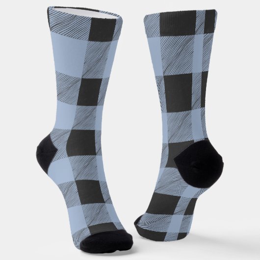 Blauwe en zwarte buffelplaat sokken (Gebogen)