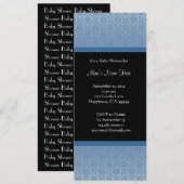 Blauwe en zwarte Damask Baby Shower-uitnodigingen Kaart (Voorkant / Achterkant)