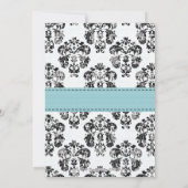Blauwe en zwarte Damask Baby Shower-uitnodigingen Kaart (Achterkant)
