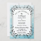 Blauwe en zwarte decoratieve berichten over de bru kaart (Voorkant)