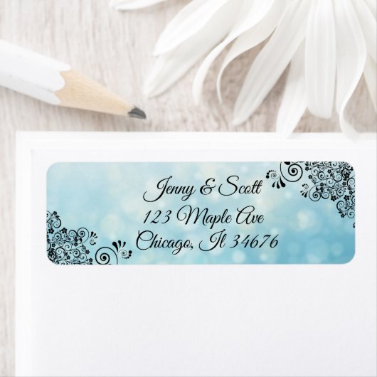 Blauwe en zwarte Decoratieve het Adres Etiketten v (Insitu)