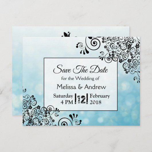 Blauwe en zwarte decoratieve structuur Sla de datu Briefkaart (Voorkant / Achterkant)