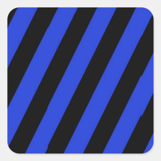 blauwe en zwarte diagonale strepen vierkante sticker (Voorkant)