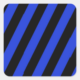 blauwe en zwarte diagonale strepen vierkante sticker
