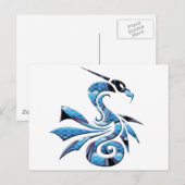 Blauwe en zwarte draak briefkaart (Voorkant / Achterkant)