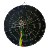 Blauwe en zwarte Dragonfly op groen en rood gras Dartbord (Voorkant)