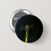Blauwe en zwarte Dragonfly op groen en rood gras Ronde Button 5,7 Cm (Voorkant /achterkant)