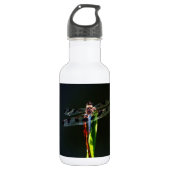 Blauwe en zwarte Dragonfly op groen en rood gras Waterfles (Voorkant)