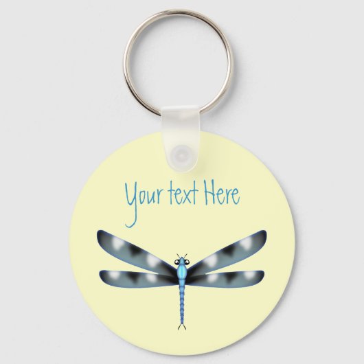 blauwe en zwarte dragonfly Sleutelhanger (Voorkant)