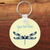blauwe en zwarte dragonfly Sleutelhanger (Voorkant)