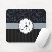 Blauwe en zwarte Florale vleugels, strepen met mon Muismat (Met muis)