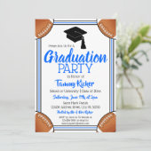 Blauwe en zwarte Football GraduPartij Kaart (Staand voorkant)