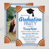 Blauwe en zwarte Football GraduPartij Kaart (Voorkant / Achterkant)