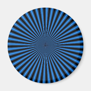 Blauwe en zwarte Funky Striped Abstracte Art Magneet