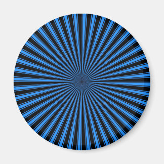 Blauwe en zwarte Funky Striped Abstracte Art Magneet