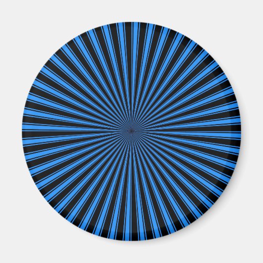Blauwe en zwarte Funky Striped Abstracte Art Magneet (Voorkant)