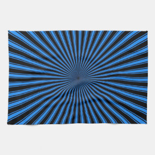 Blauwe en zwarte Funky Striped Abstracte Art Theedoek