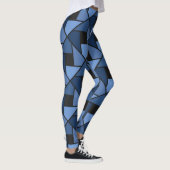Blauwe en zwarte geometrische Yoga-mieren Leggings (Rechts)