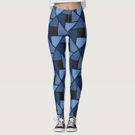 Blauwe en zwarte geometrische Yoga-mieren Leggings
