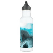 Blauwe en zwarte golf - speciaal gepersonaliseerde waterfles  (Rechts)