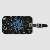 Blauwe en zwarte-grijze deelkunst bagagelabel (Voorkant (horizontaal))