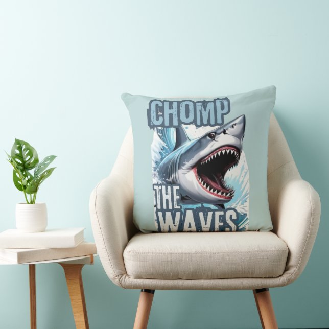 Blauwe en zwarte haai golfbreker Graffiti Art Kussen (Stoel)