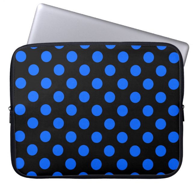 Blauwe en zwarte haarpunten laptop sleeve (Voorkant)
