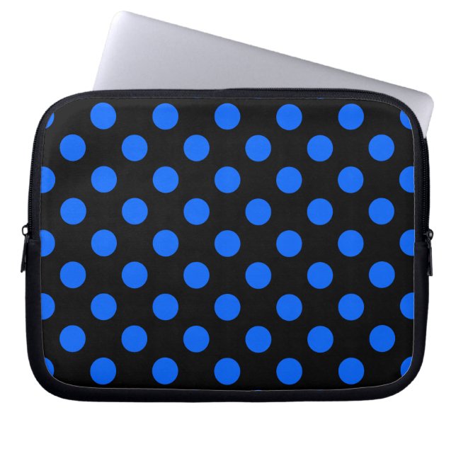 Blauwe en zwarte haarpunten laptop sleeve (Voorkant)