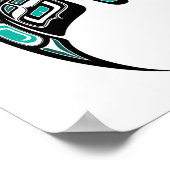 Blauwe en zwarte Haida Spirit Butterfly op wit Poster (Hoek)