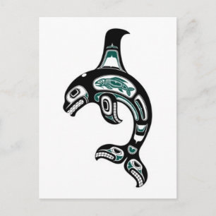 Blauwe en zwarte Haida Spirit Killer Whale Briefkaart
