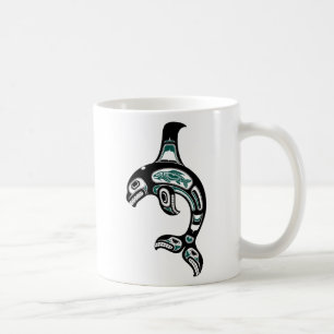 Blauwe en zwarte Haida Spirit Killer Whale Koffiemok