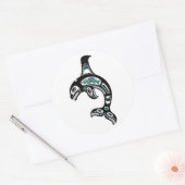 Blauwe en zwarte Haida Spirit Killer Whale Ronde Sticker (Envelop)
