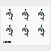 Blauwe en zwarte Haida Spirit Killer Whale Ronde Sticker (Vel)