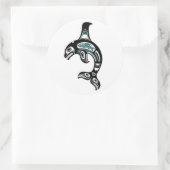 Blauwe en zwarte Haida Spirit Killer Whale Ronde Sticker (Tas)