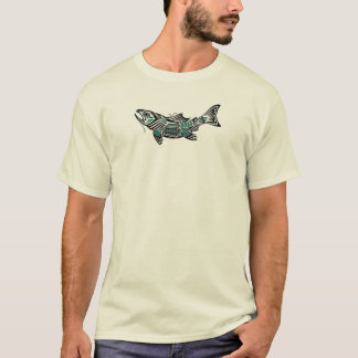 Blauwe en zwarte Haida Spirit vis T-shirt