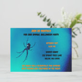 Blauwe en zwarte Halloween Scary Black Spider Kaart (Staand voorkant)