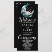 Blauwe en Zwarte Halve Maan Huwelijksprogramma (Voorkant / Achterkant)