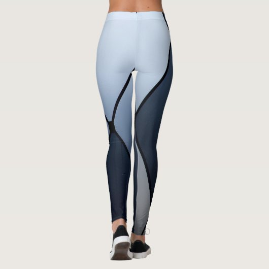 Blauwe en zwarte Harlequin Leggins Leggings (Achterkant)